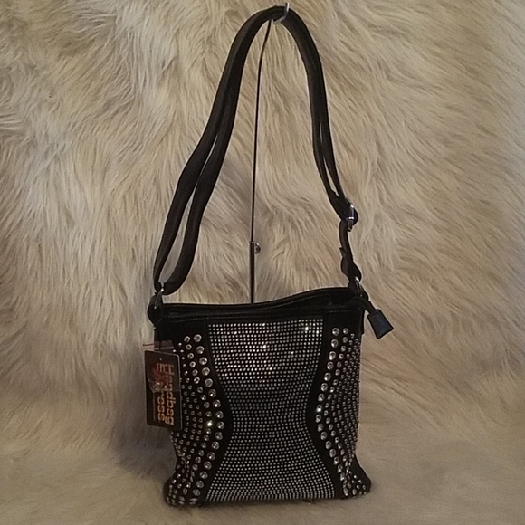 BRILLIANT BLUE RHINESTONE CROSSBODY SLING - Picture 2 of 7